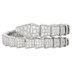 Bulgari Single Coil Diamond Serpenti Viper Bracelet in 18k White Gold