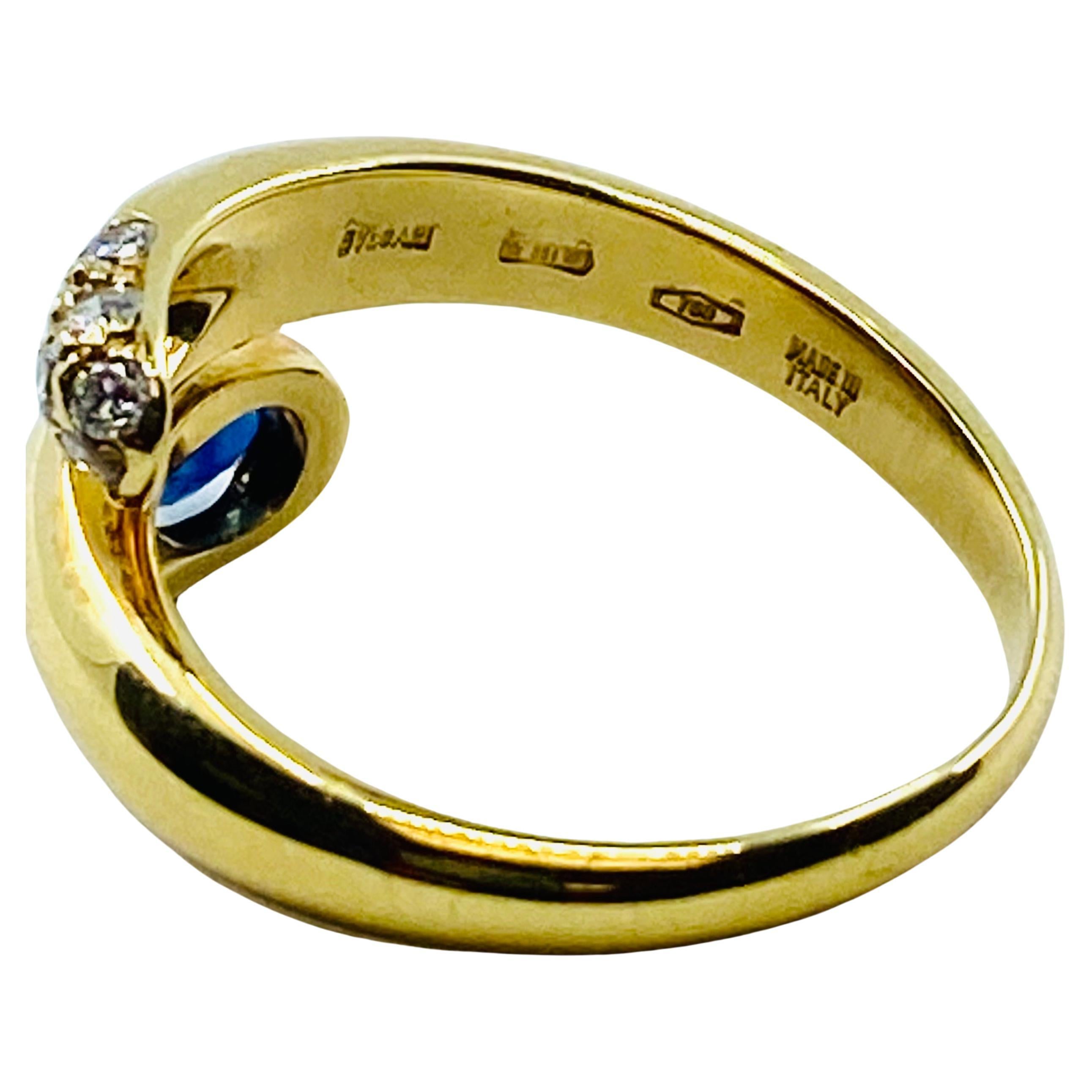 Women's Bulgari Snake Ring Gold Diamond Sapphire