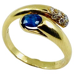 Bulgari Snake Ring Gold Diamond Sapphire