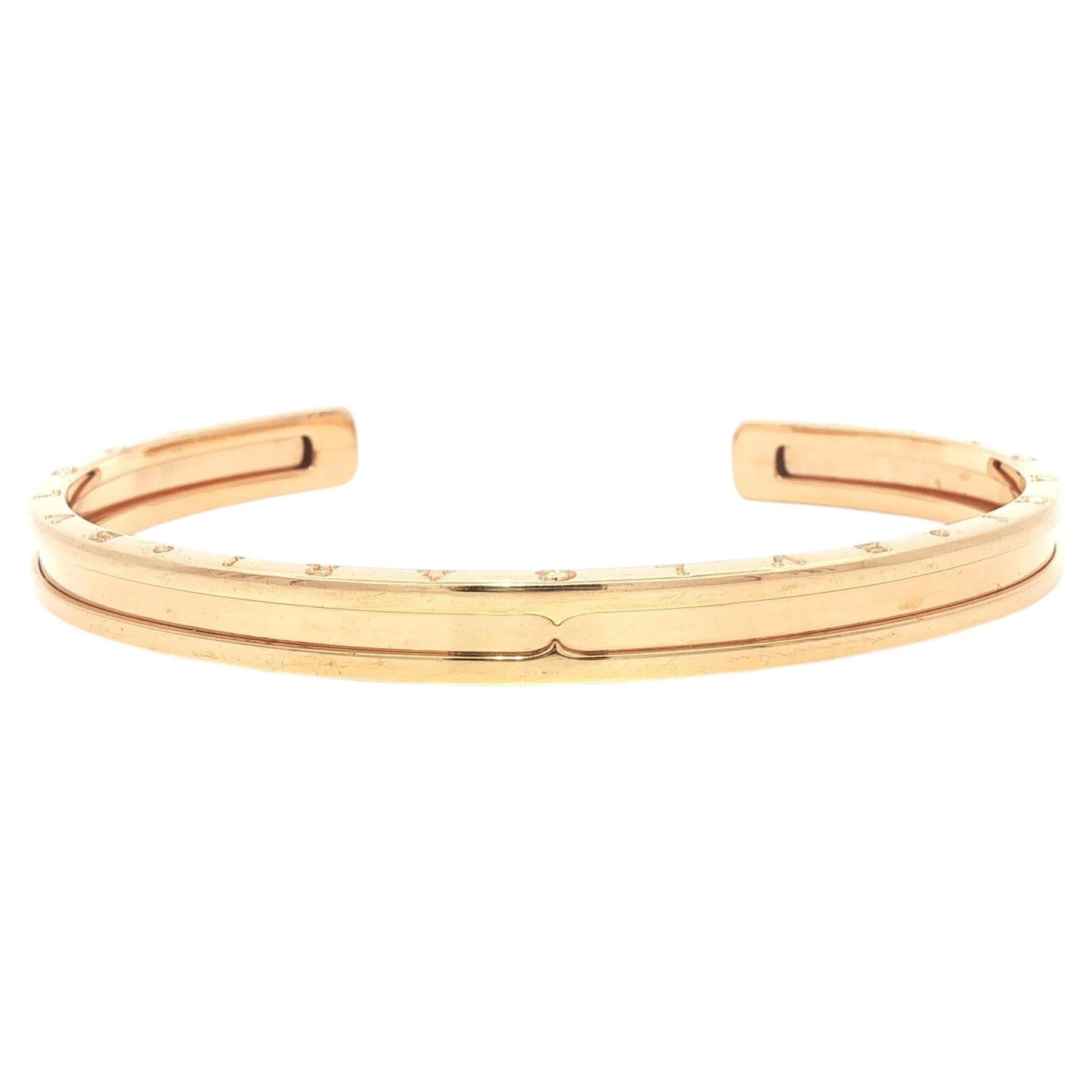 Bulgari Solid 18k Rose Gold B. Zero 1 Open Cuff Bangle Bracelet Size M