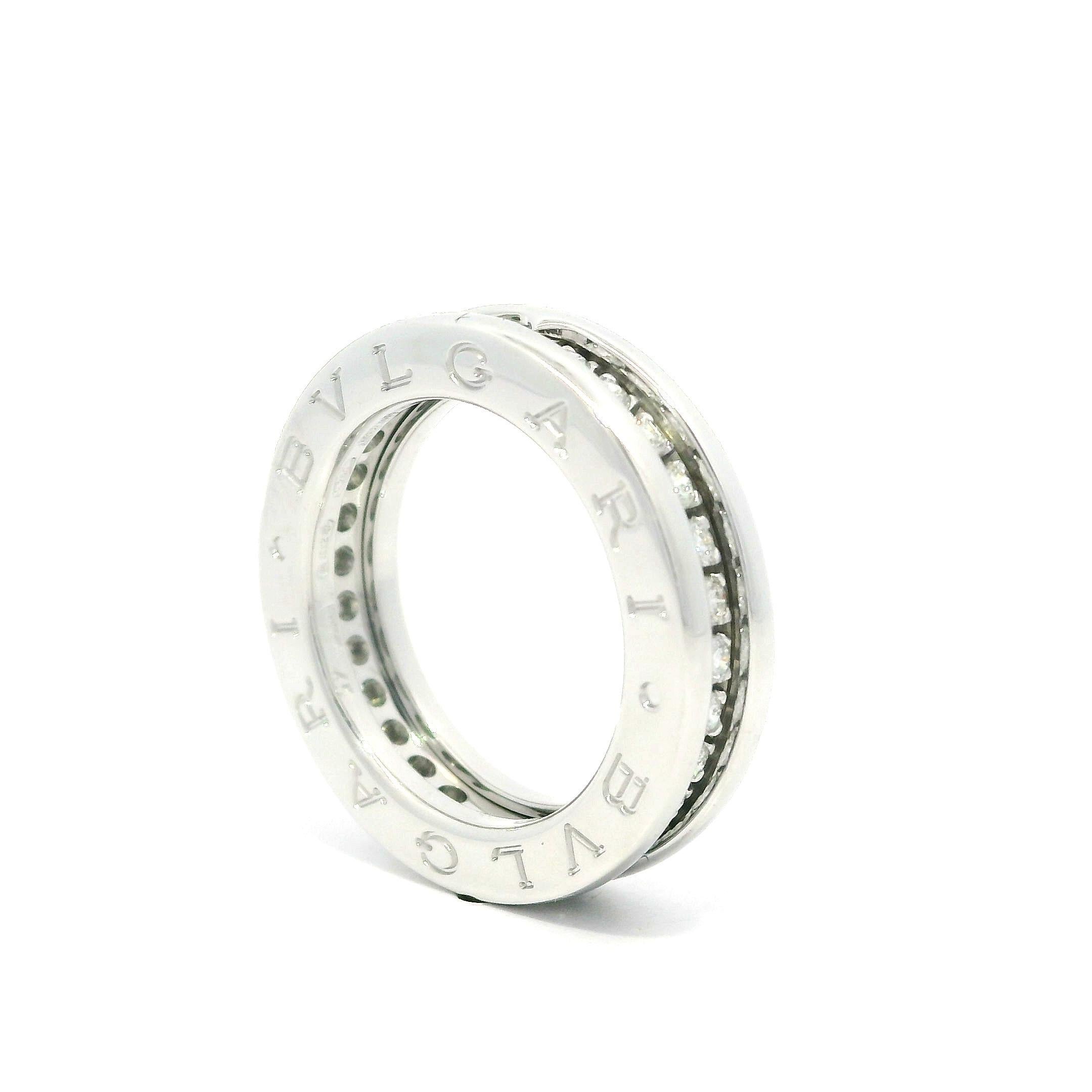 Bulgari Solid 18k White Gold Diamond B.Zero1 4.8mm Wide Band Ring sz3 For Sale 5
