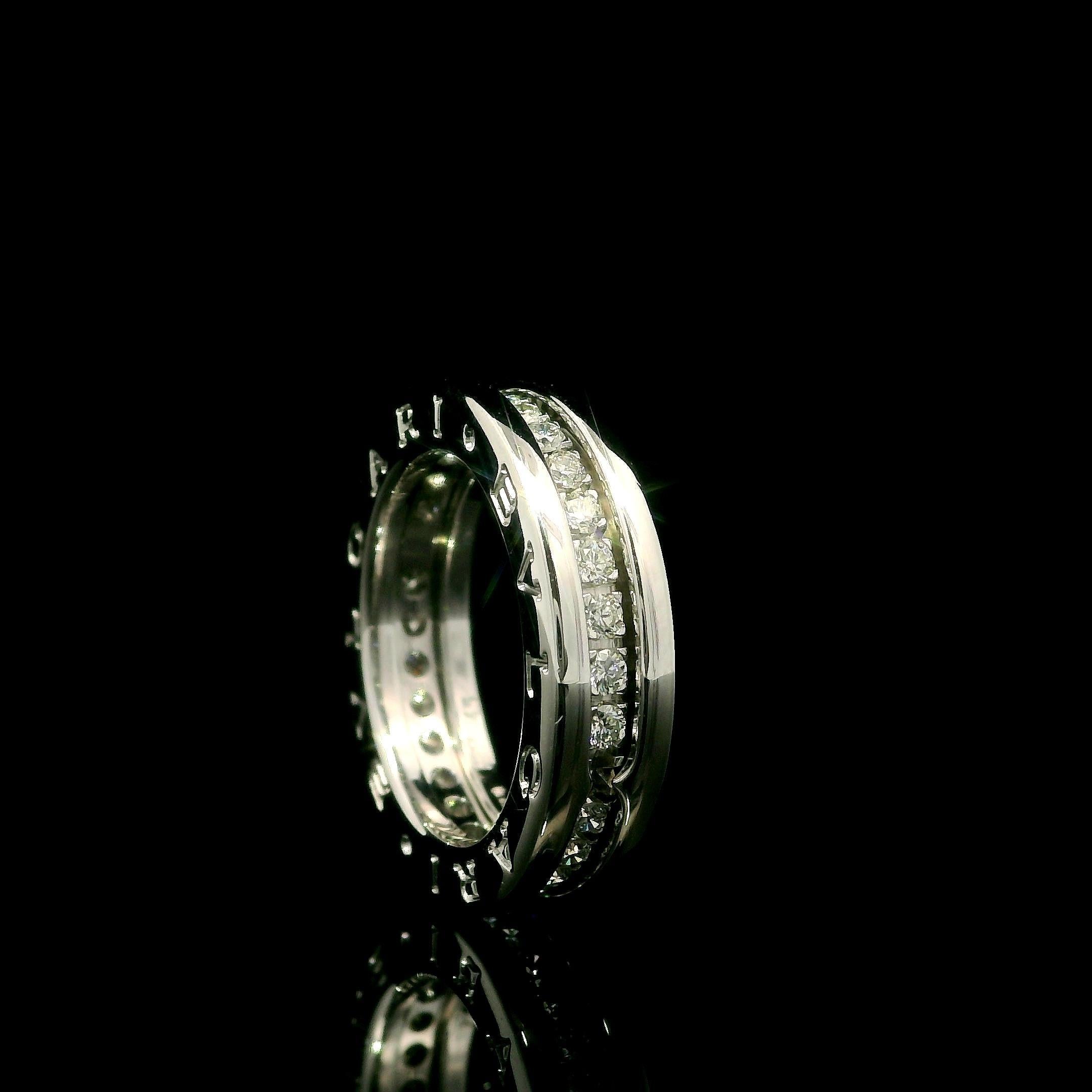 Brilliant Cut Bulgari Solid 18k White Gold Diamond B.Zero1 4.8mm Wide Band Ring sz3 For Sale