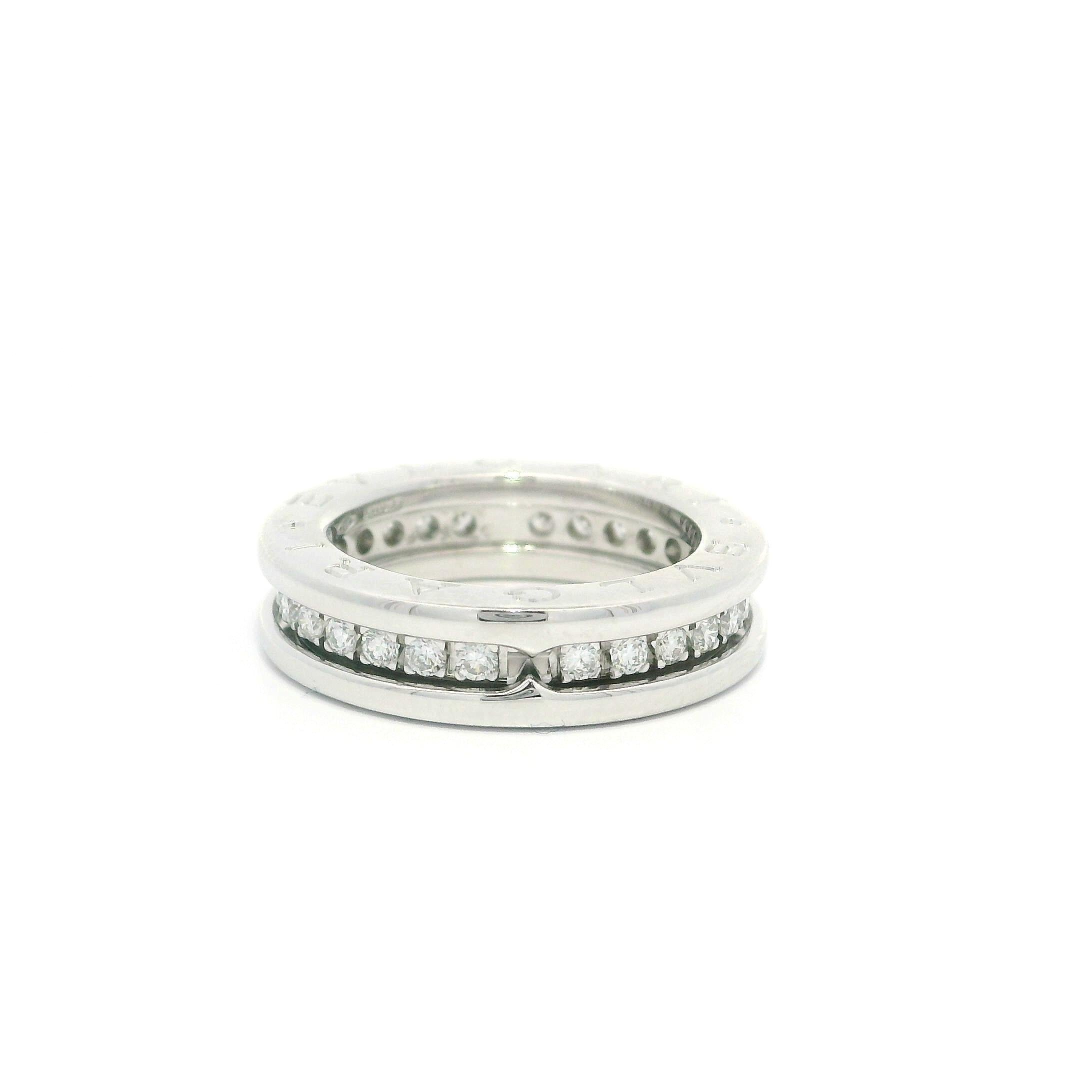 Bulgari Solid 18k White Gold Diamond B.Zero1 4.8mm Wide Band Ring sz3 For Sale 1