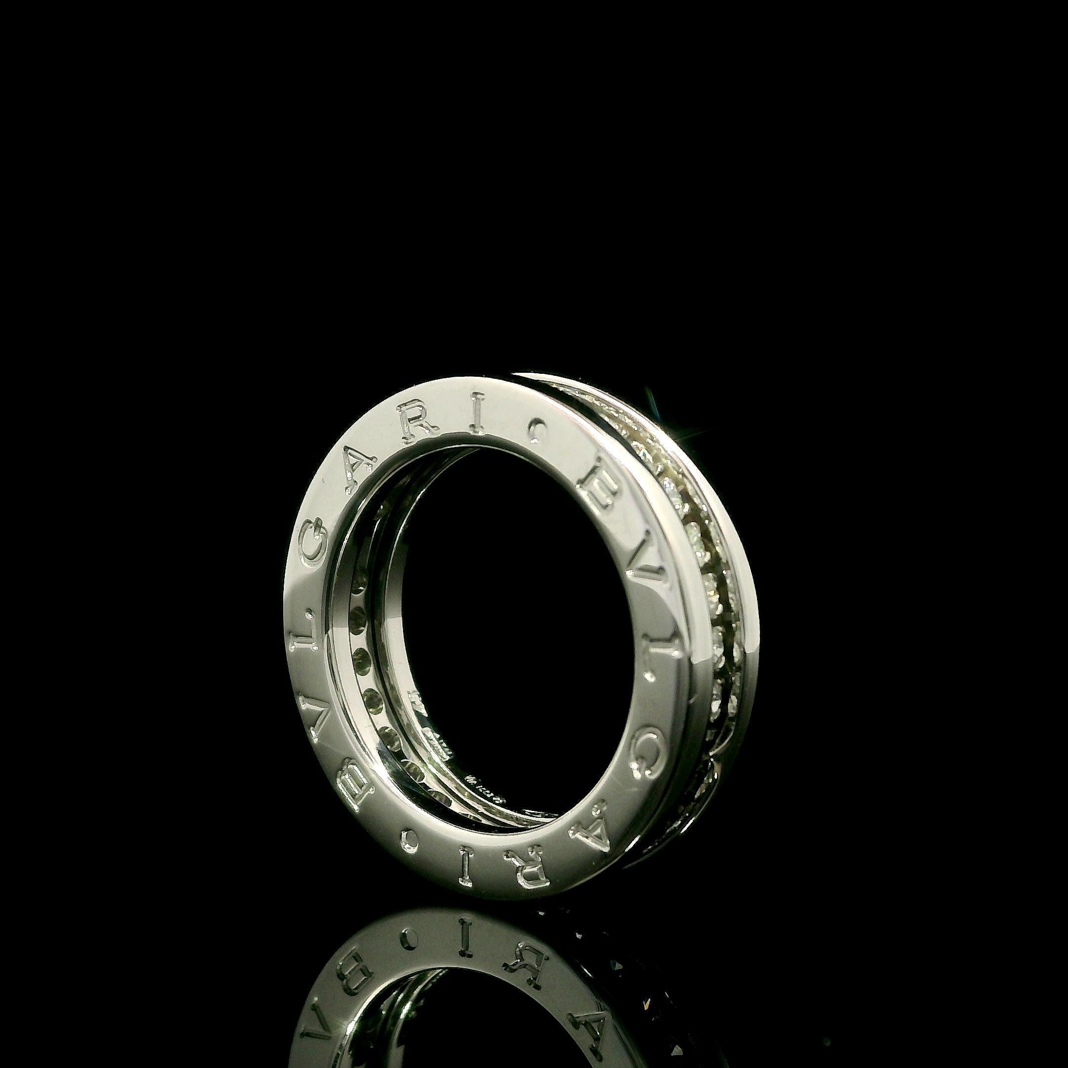 Bulgari Solid 18k White Gold Diamond B.Zero1 4.8mm Wide Band Ring sz3 For Sale 3