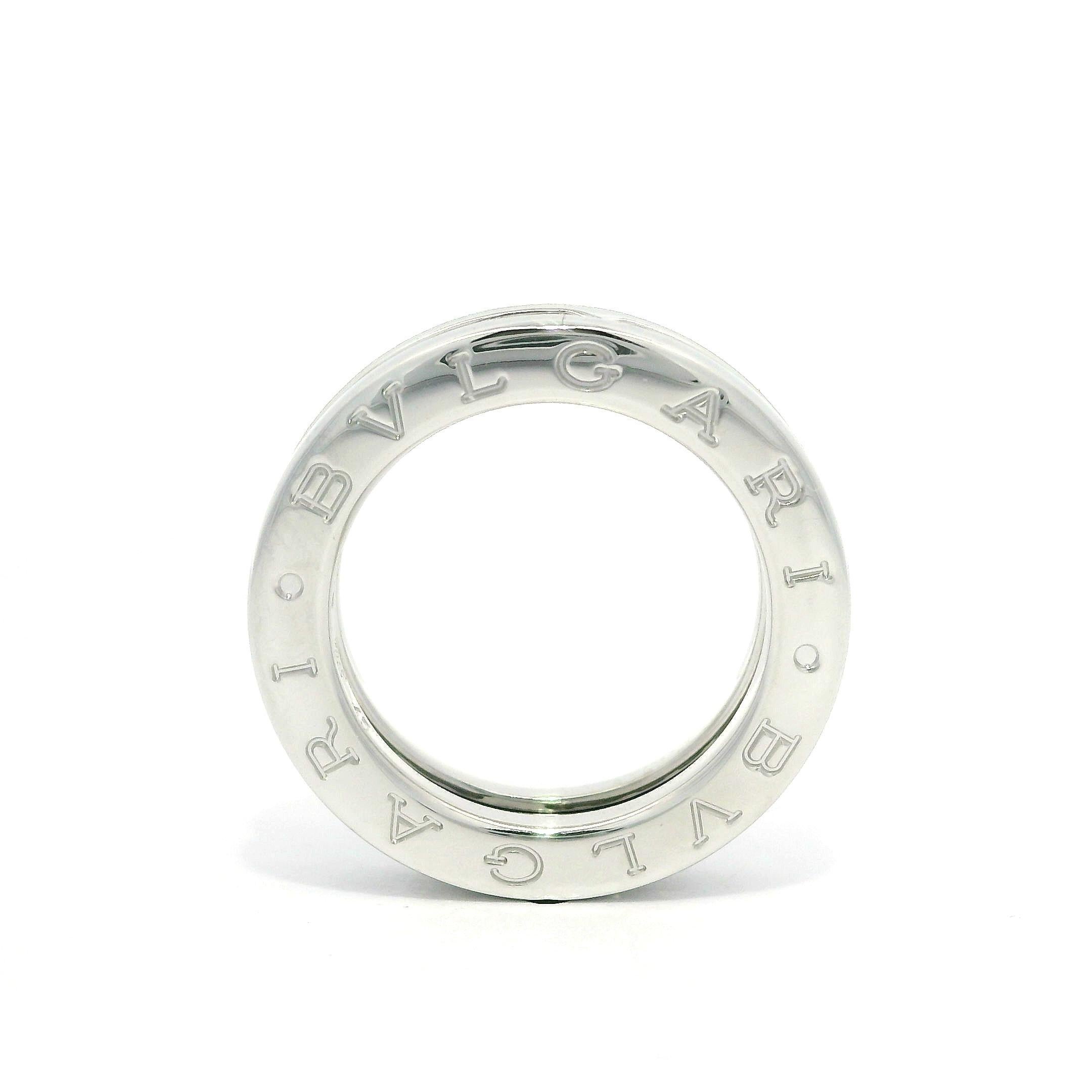 Bulgari Solid 18k White Gold Diamond B.Zero1 4.8mm Wide Band Ring sz3 For Sale 4