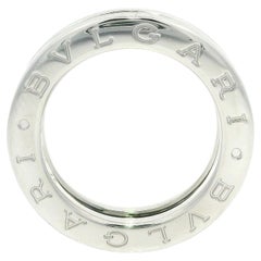 Bulgari Anello a fascia larga in oro bianco massiccio 18k con diamante B.Zero1 4,8 mm sz3