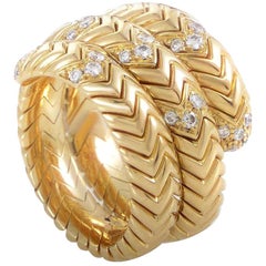 Bulgari Spiga 0.60 Carat Diamond 18 Karat Yellow Gold Band Ring