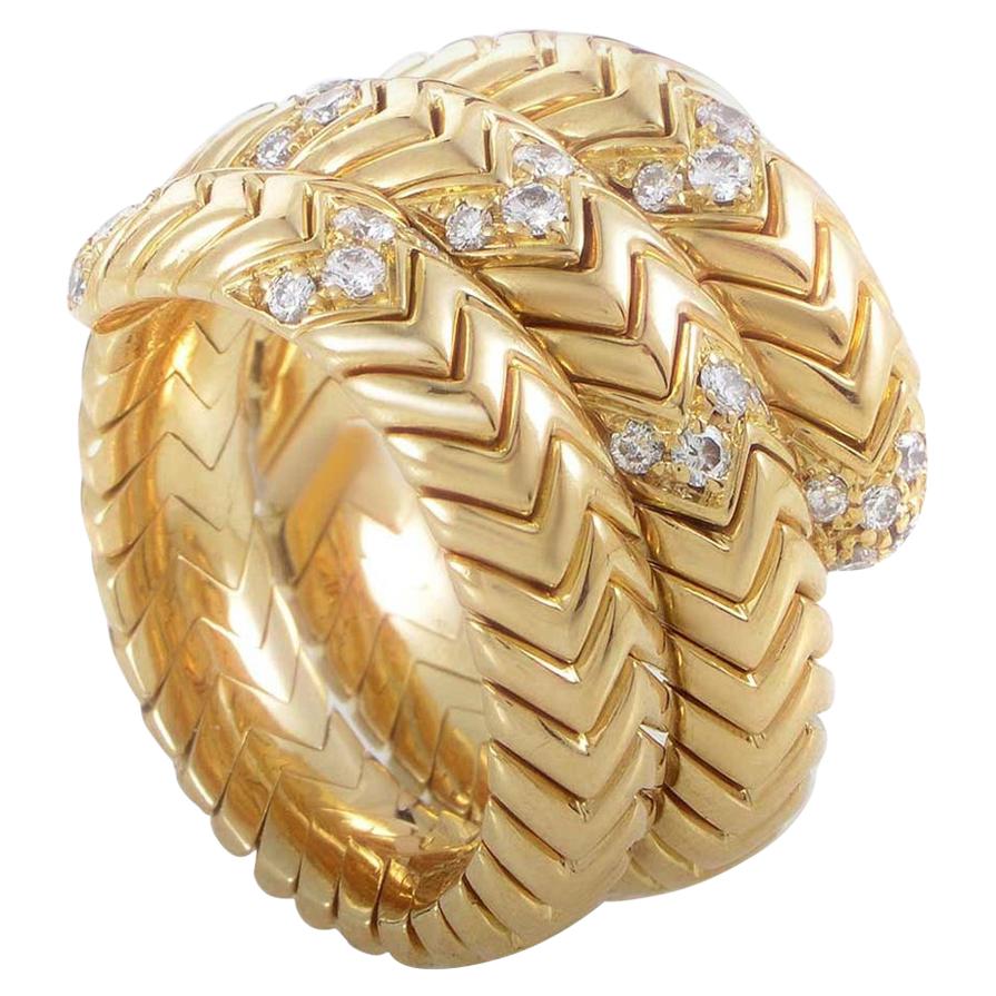 Bulgari Spiga 0.60 Carat Diamond 18 Karat Yellow Gold Band Ring