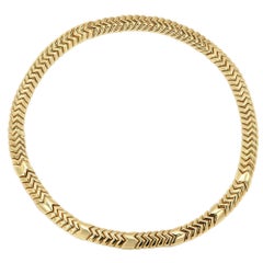 Bulgari Spiga Chevron link Necklace 18k Yellow Gold
