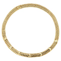 Bulgari Spiga Chevron link Necklace 18k Yellow Gold