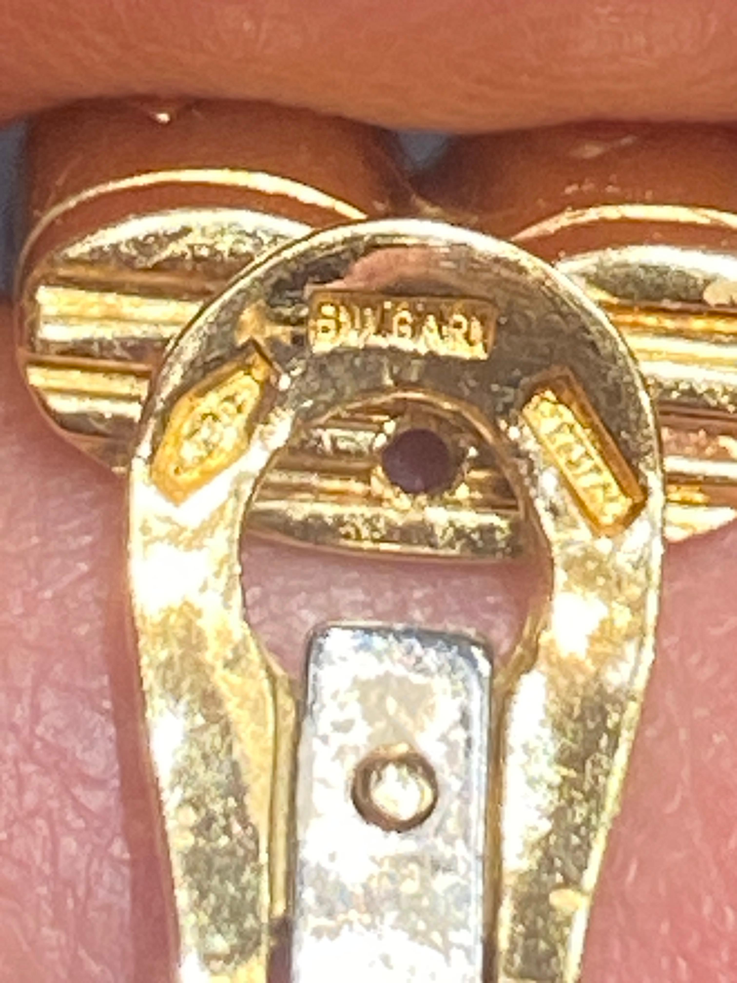 Bulgari Spiga 18k white and yellow gold clip-on earrings, part of a set In Good Condition For Sale In London, GB