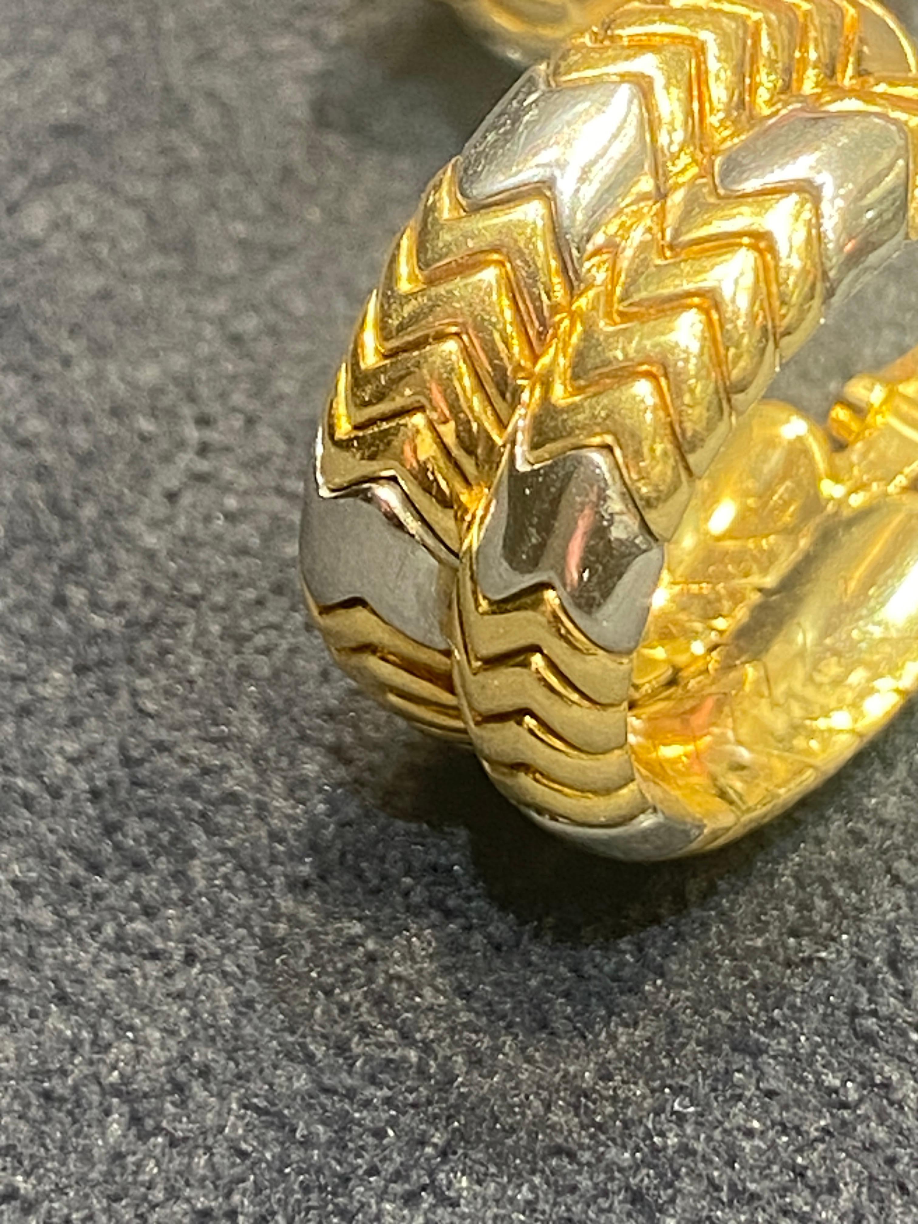 Bulgari Spiga 18k white and yellow gold clip-on earrings, part of a set For Sale 2