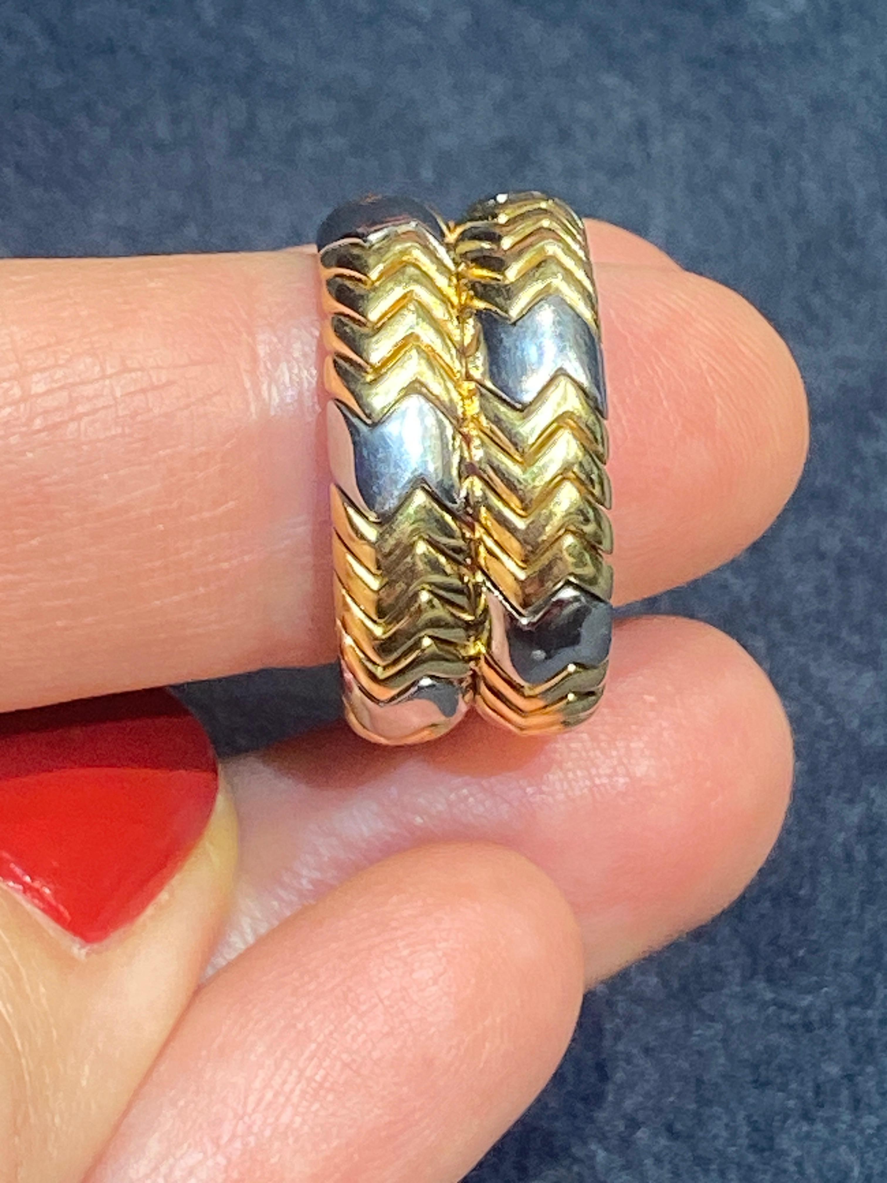 Bulgari Spiga 18k white and yellow gold clip-on earrings, part of a set For Sale 4