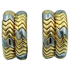 Bulgari Spiga Ohrclips aus 18 Karat Weiß- und Gelbgold, Teil eines Sets