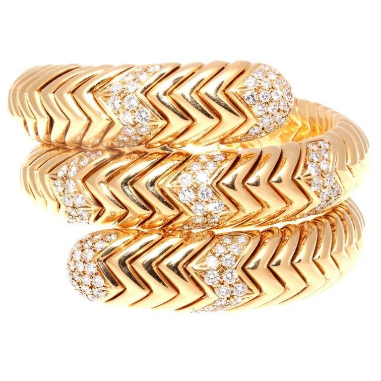Bulgari Spiga Collection Diamond Gold Bracelet