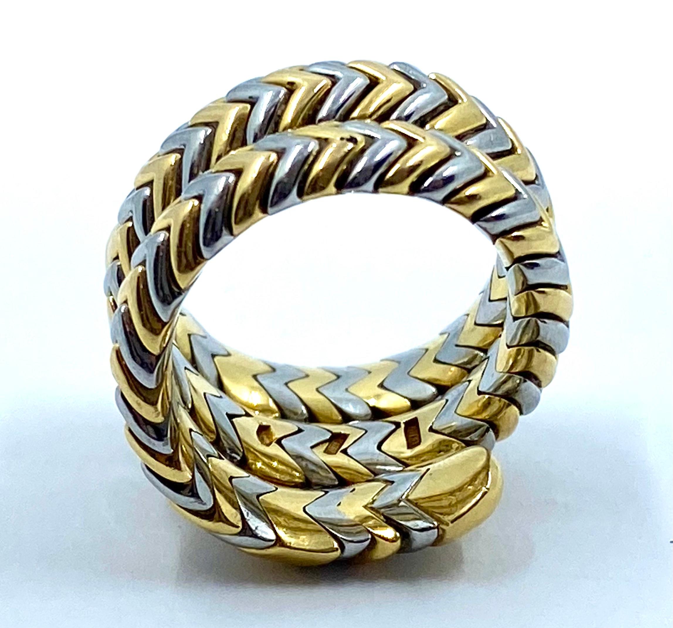 Women's or Men's Bulgari Spiga Collection Two Tone Gold  Ring