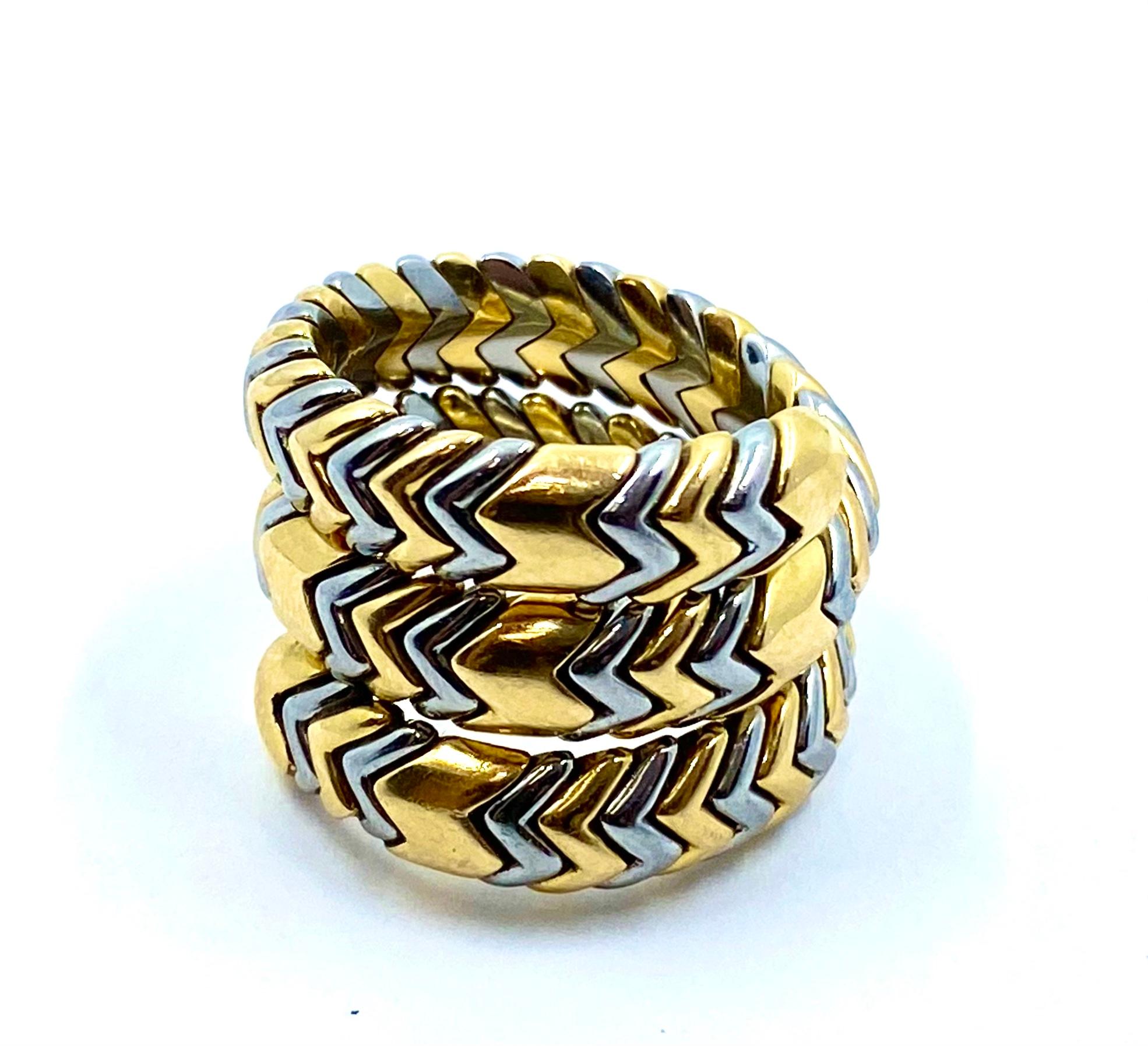 Bulgari Spiga Collection Two Tone Gold  Ring 3