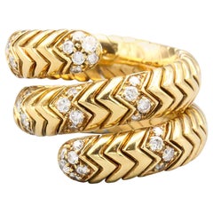Bulgari Spiga Diamond and 18 Karat Gold Flexible Snake Ring