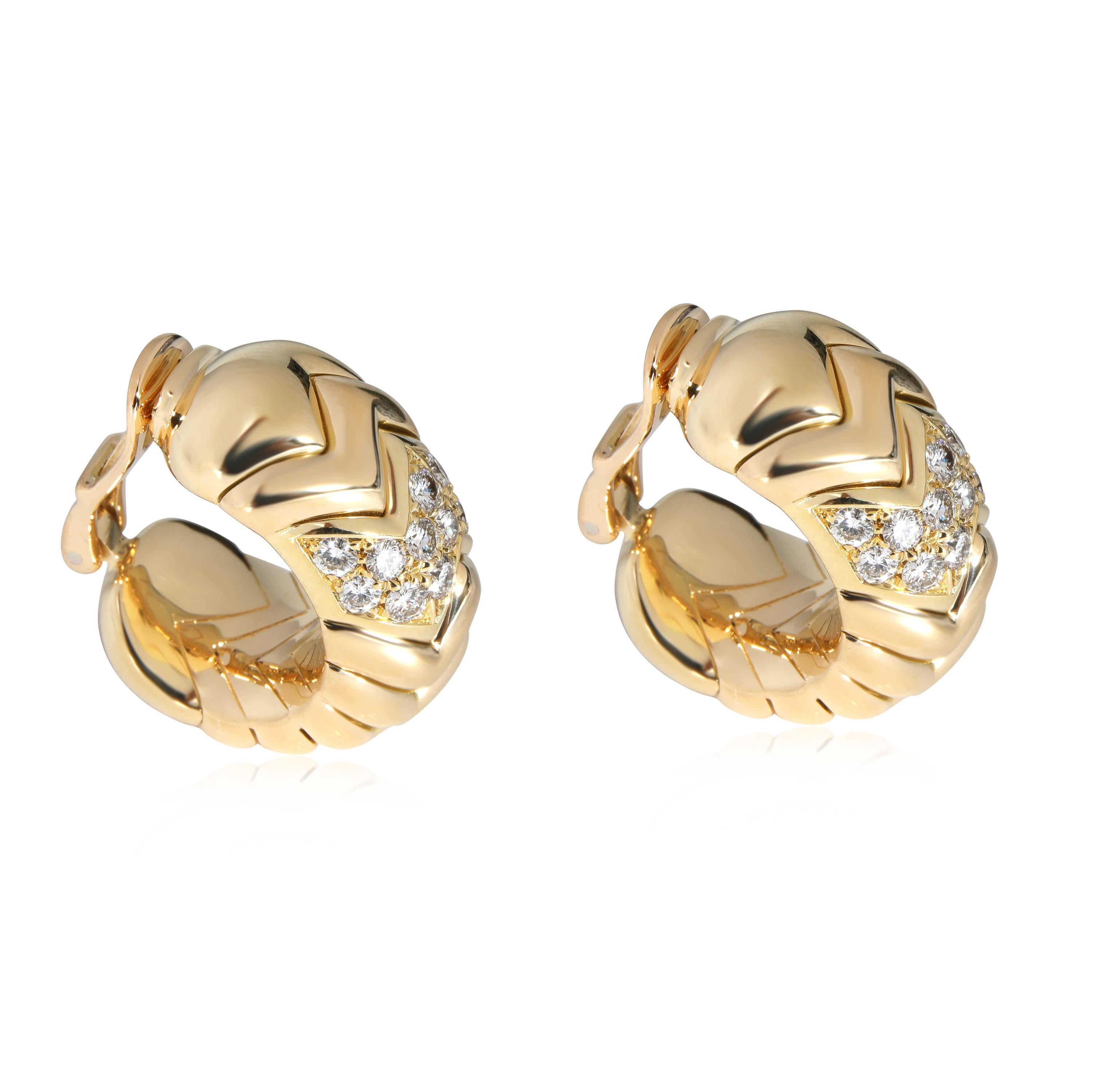 Bulgari Spiga Diamond Earrings in 18K Yellow Gold 1.20 CTW In Excellent Condition In New York, NY