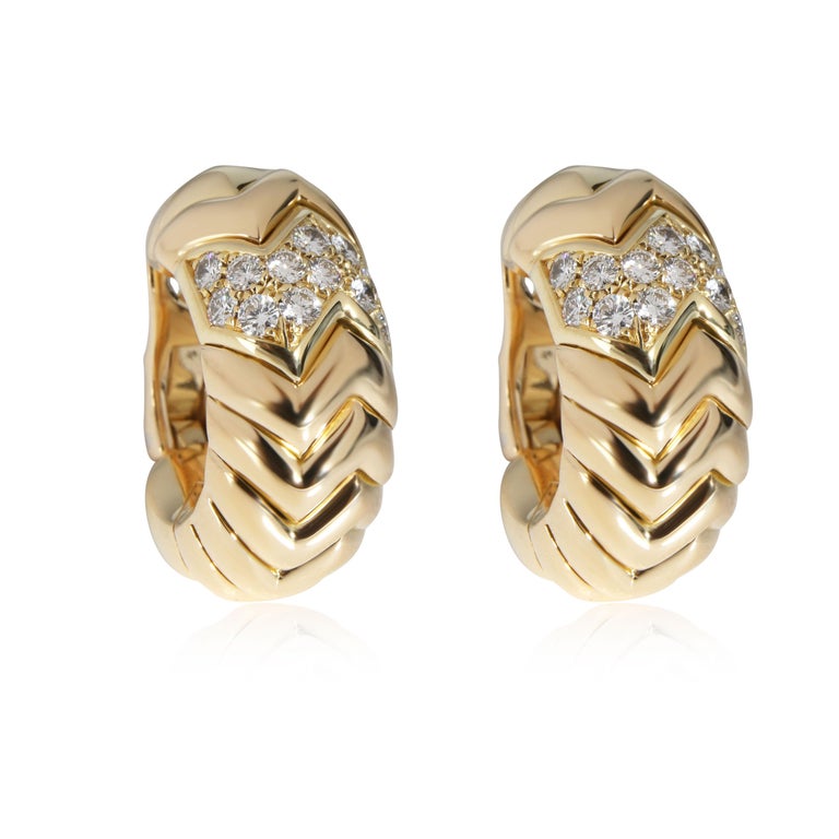 Women's Bulgari Spiga Diamond Earrings in 18K Yellow Gold 1.20 CTW