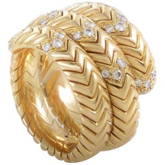 Bulgari Spiga Diamond Gold Band Ring