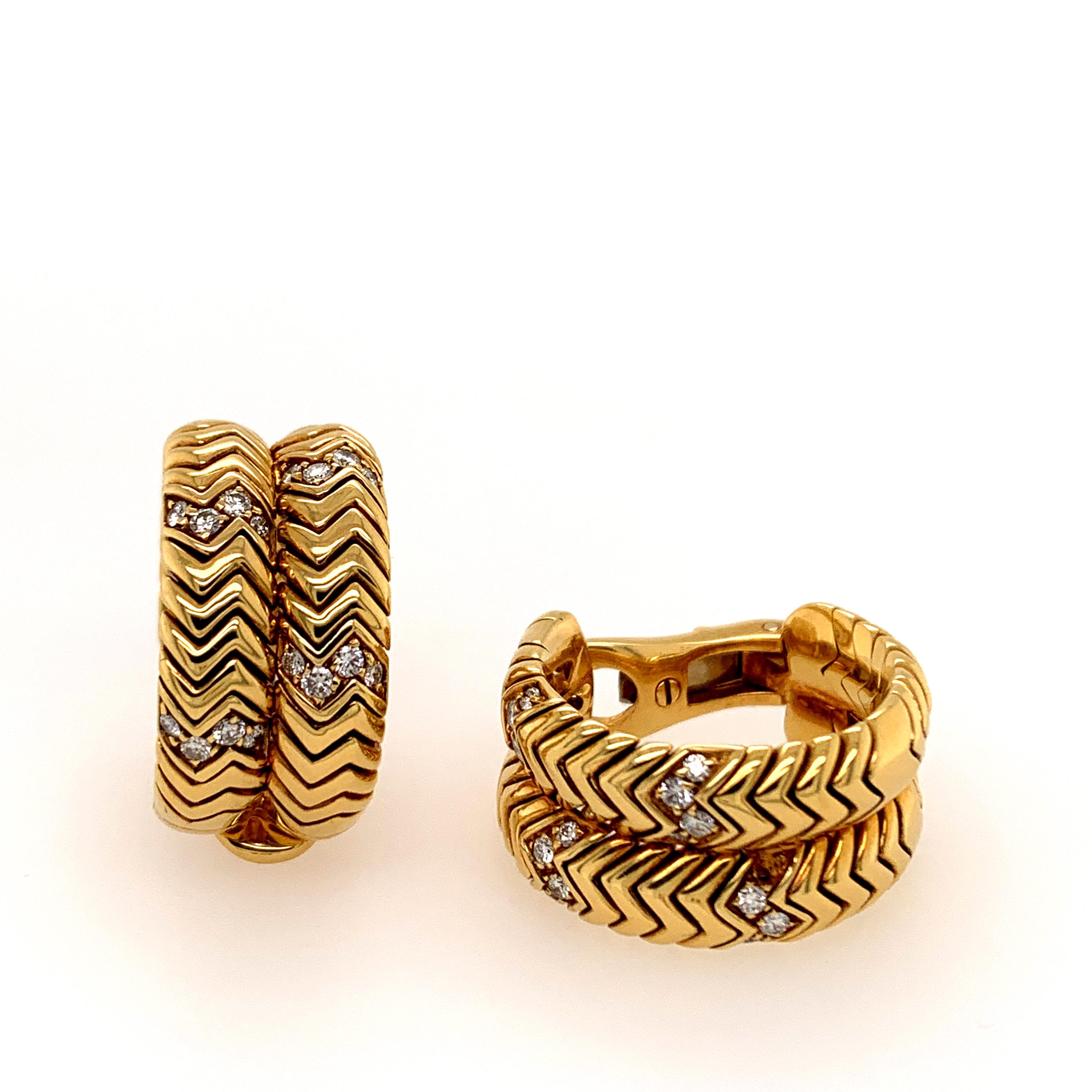 Women's BULGARI SPIGA Diamond Gold Ear Clips