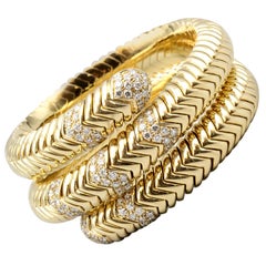 Bulgari Spiga Diamond Gold Snake Bracelet