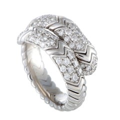 Bulgari Spiga Diamond Pave White Gold Band Ring