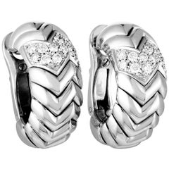 Bulgari Spiga Diamond Pave White Gold Omega Back Earrings