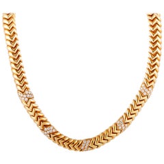 Bulgari Spiga Diamond Rose Gold Necklace