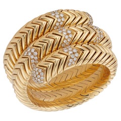 BULGARI Spiga Diamond Yellow Gold 3 Row Bracelet
