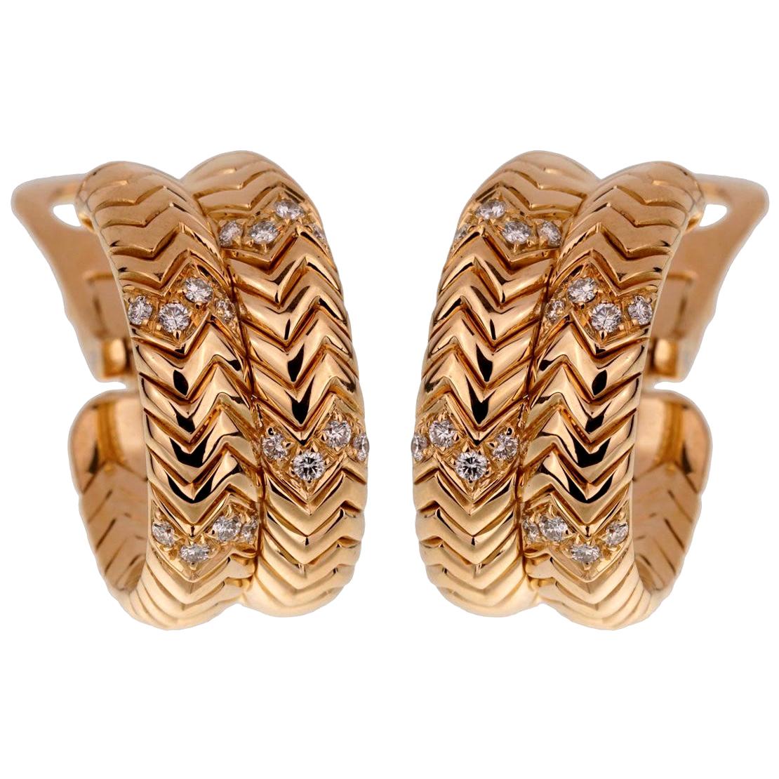 Bulgari Spiga Diamond Yellow Gold Earrings