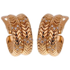 Bulgari Spiga Diamond Yellow Gold Earrings