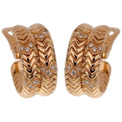 Bulgari Spiga Diamond Yellow Gold Earrings