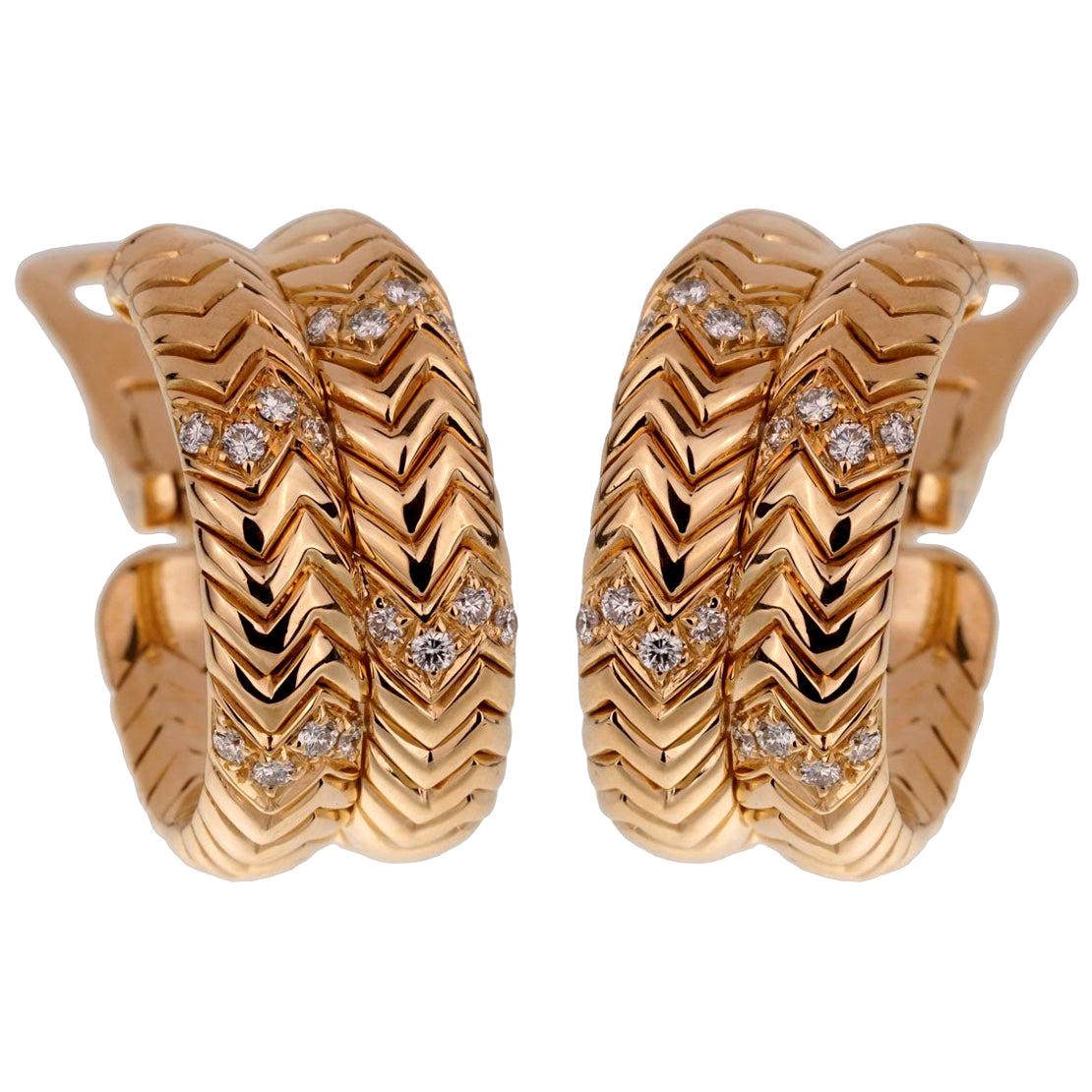 Bulgari Spiga Diamond Yellow Gold Earrings