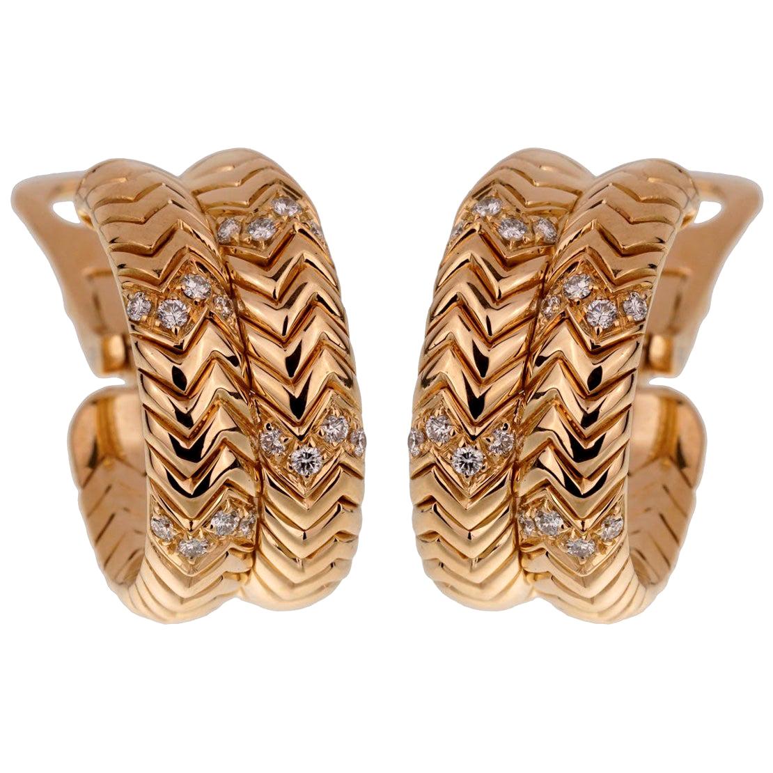 Bulgari Spiga Diamond Yellow Gold Earrings