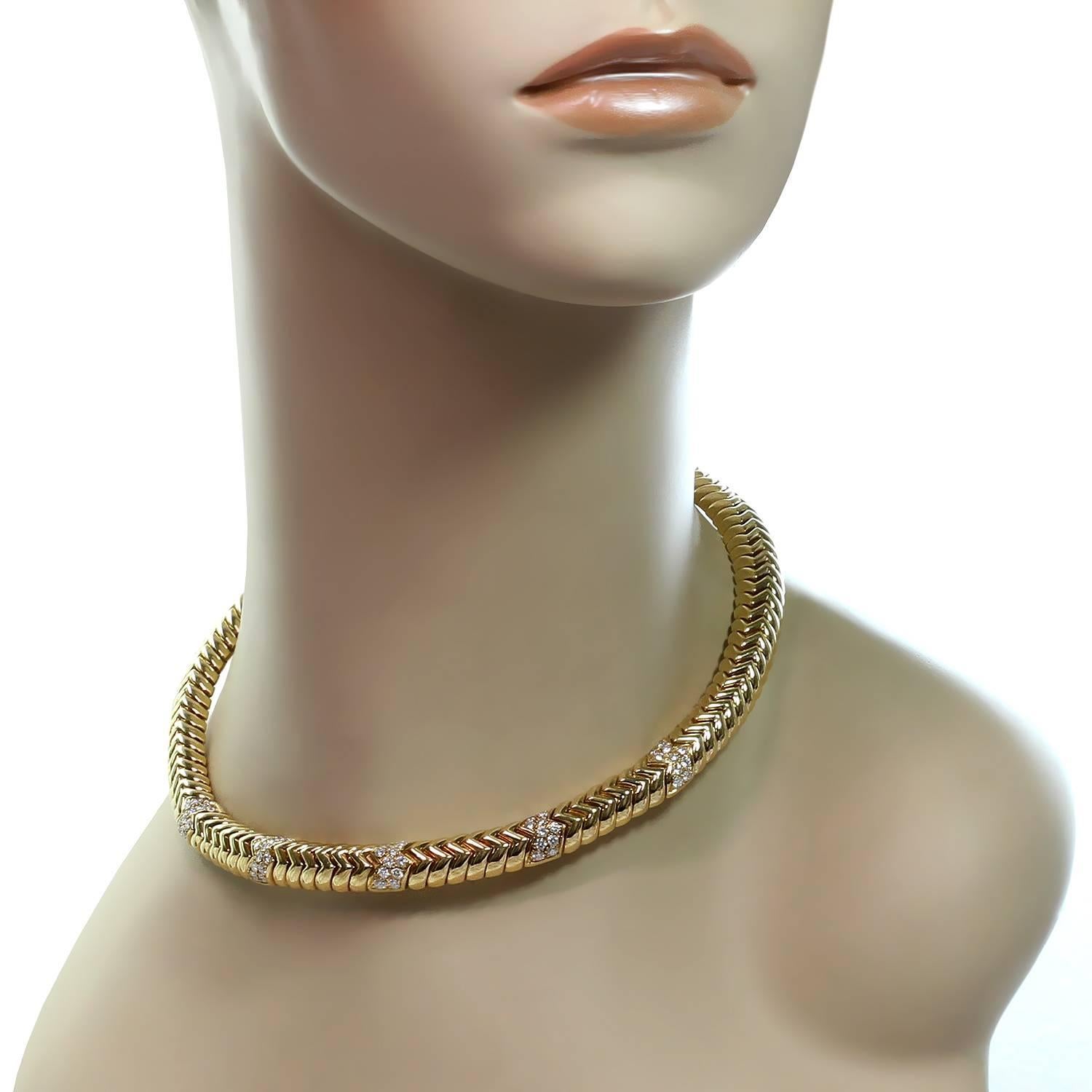 Women's Bulgari Spiga Diamond Yellow Gold Necklace