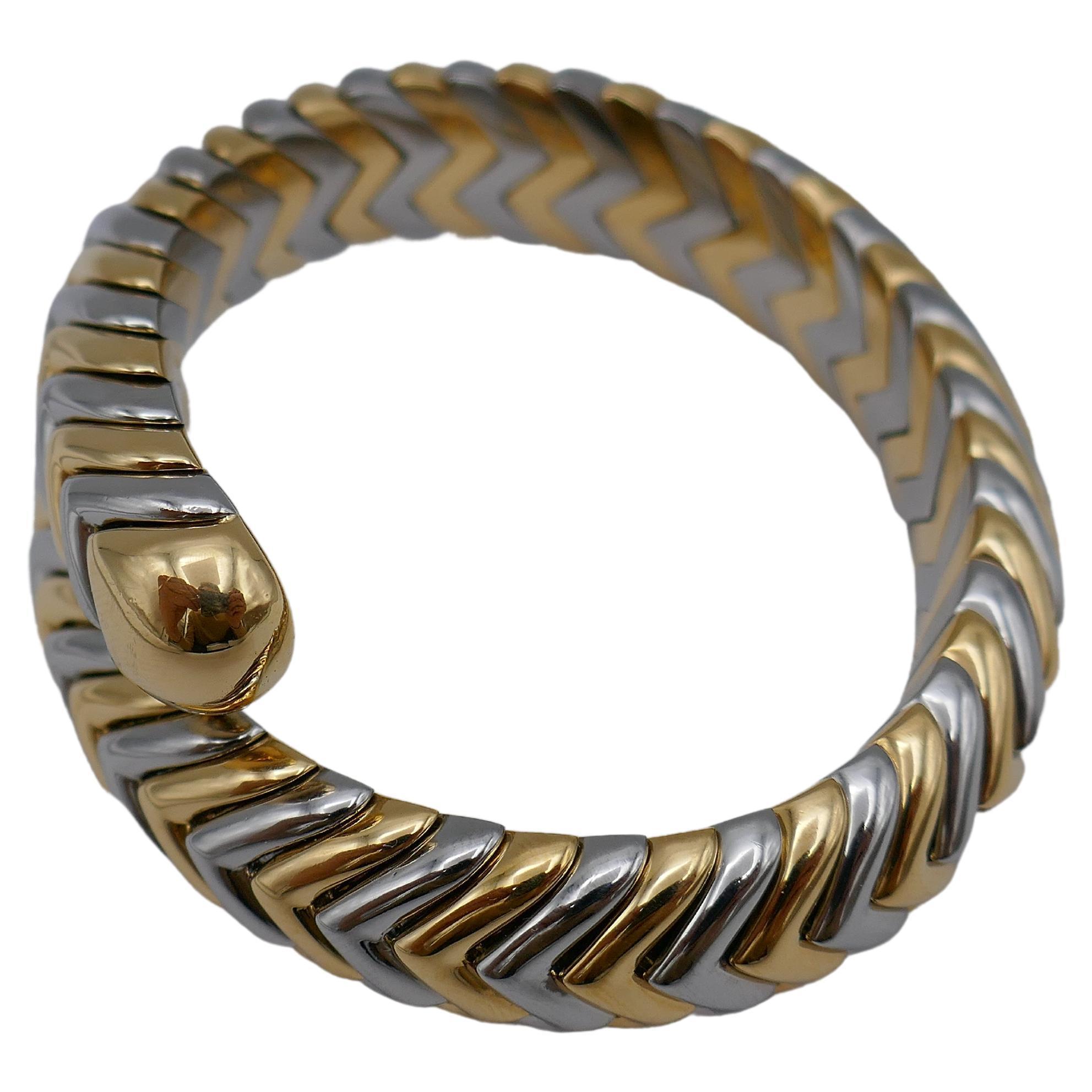Bulgari Spiga Gold Stainless Steel Bracelet In Excellent Condition In Beverly Hills, CA
