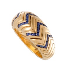 Bulgari Spiga Invisible Set Sapphire Yellow Gold Band Ring