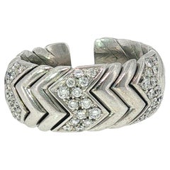 Bulgari Spiga Pave Diamond Ring 18K White Gold