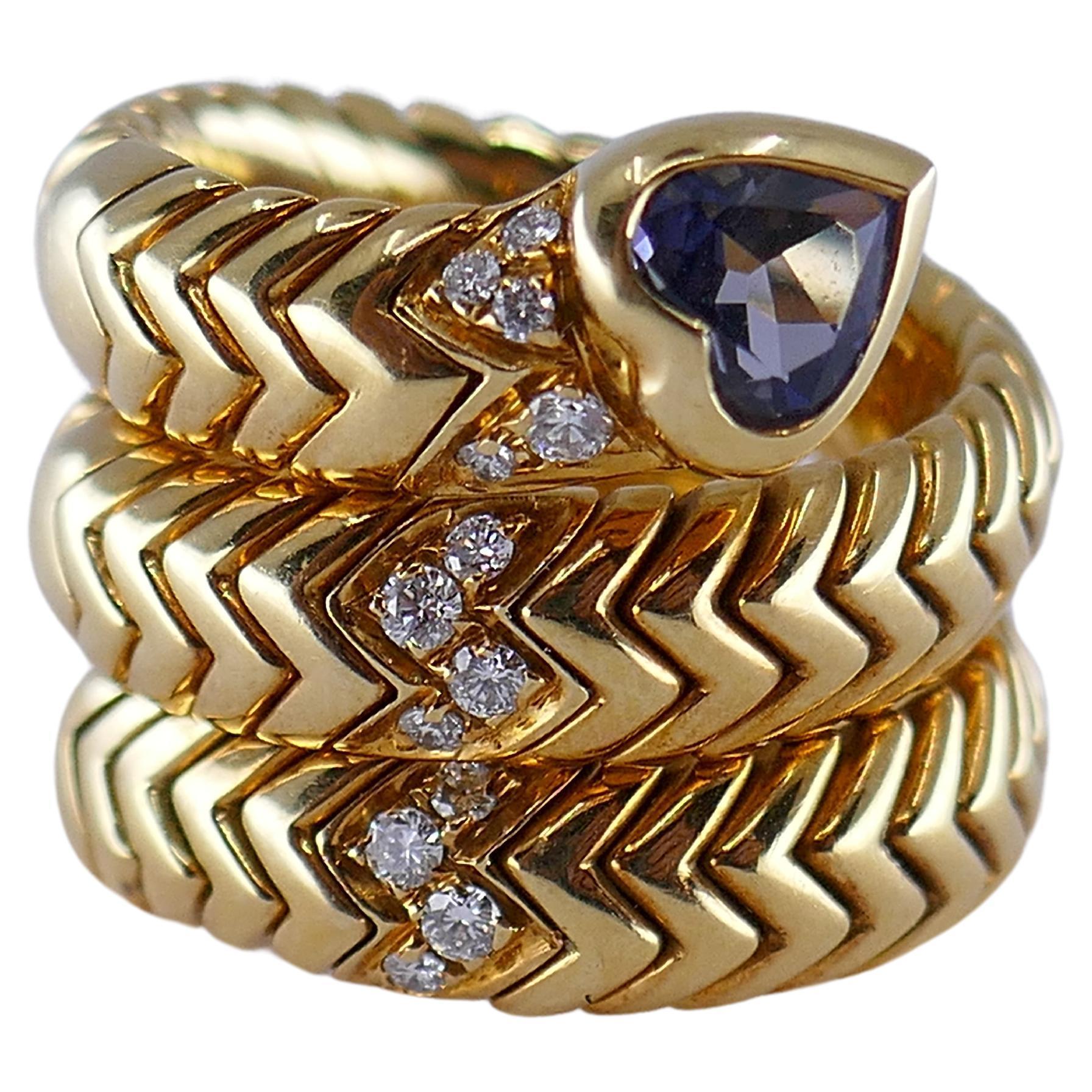 Bulgari Spiga Ring Gold Diamant Saphir im Angebot 5