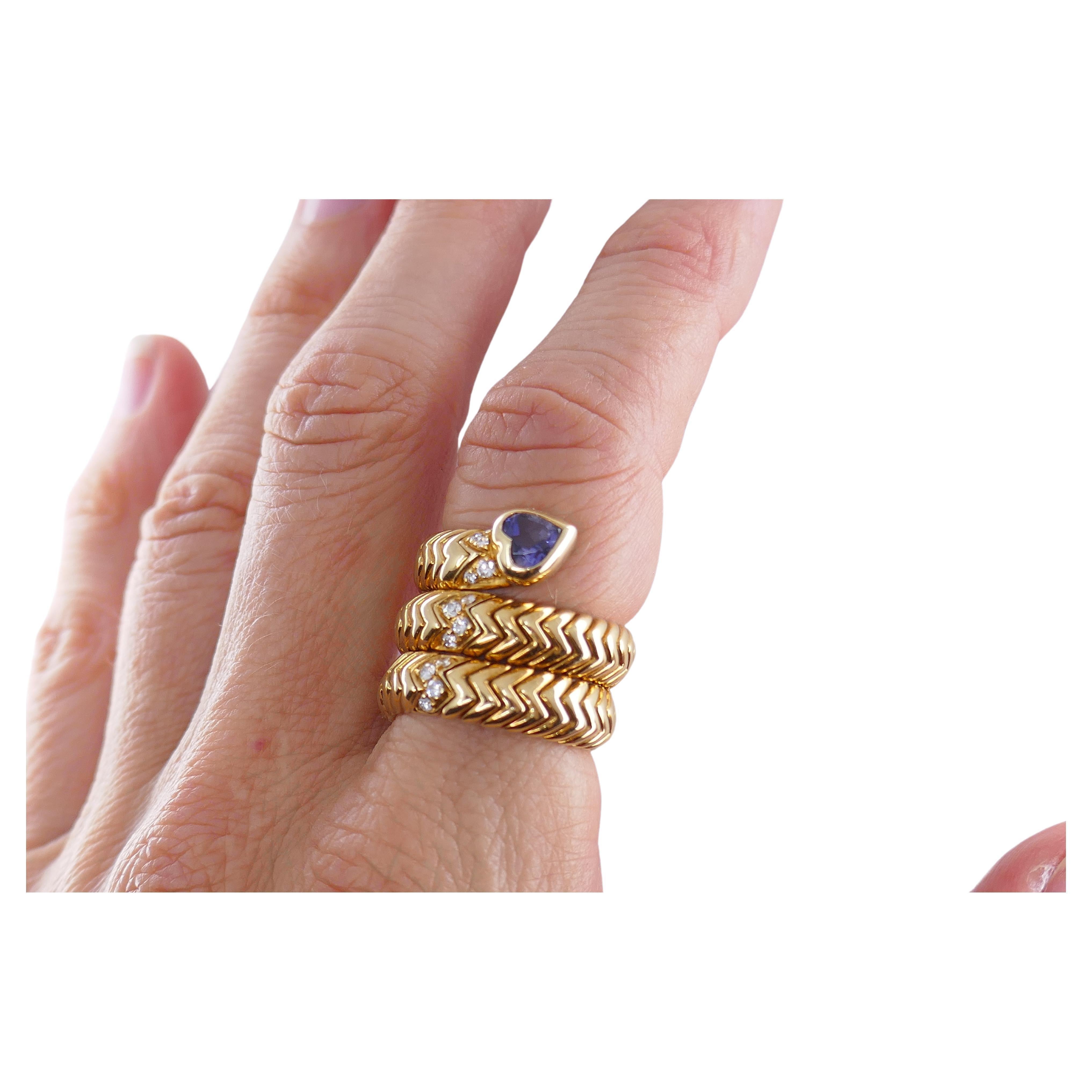 Bulgari Spiga Ring Gold Diamond Sapphire For Sale 3