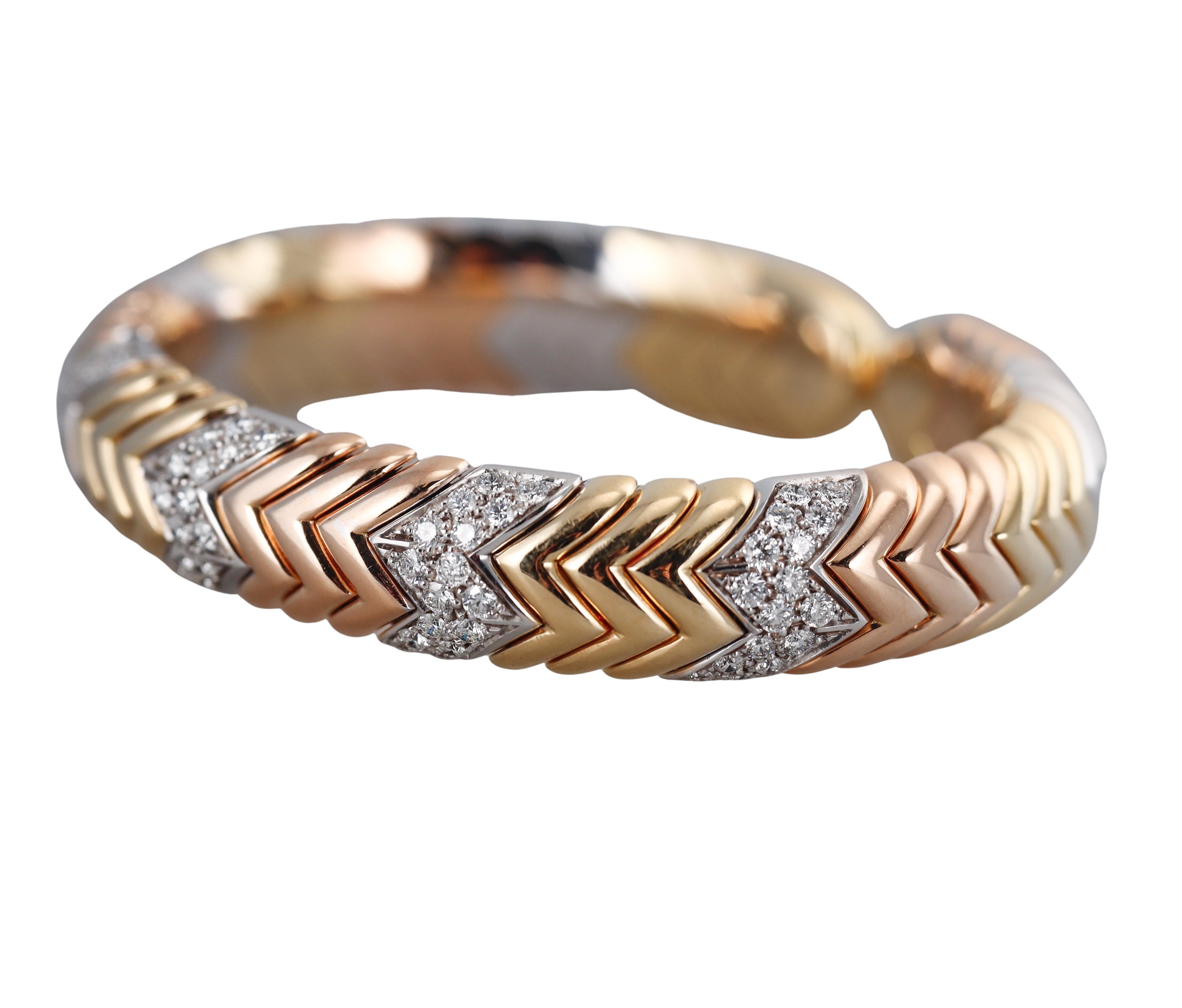 Bulgari Spiga Tri Color Gold-Diamant-Armband (Rundschliff)