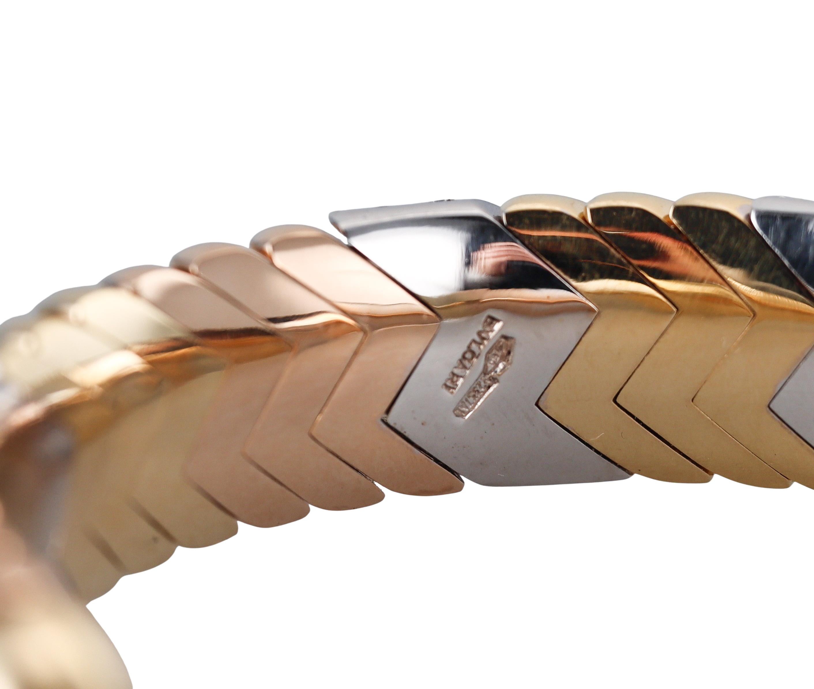 Bulgari Spiga Tri Color Gold-Diamant-Armband Damen