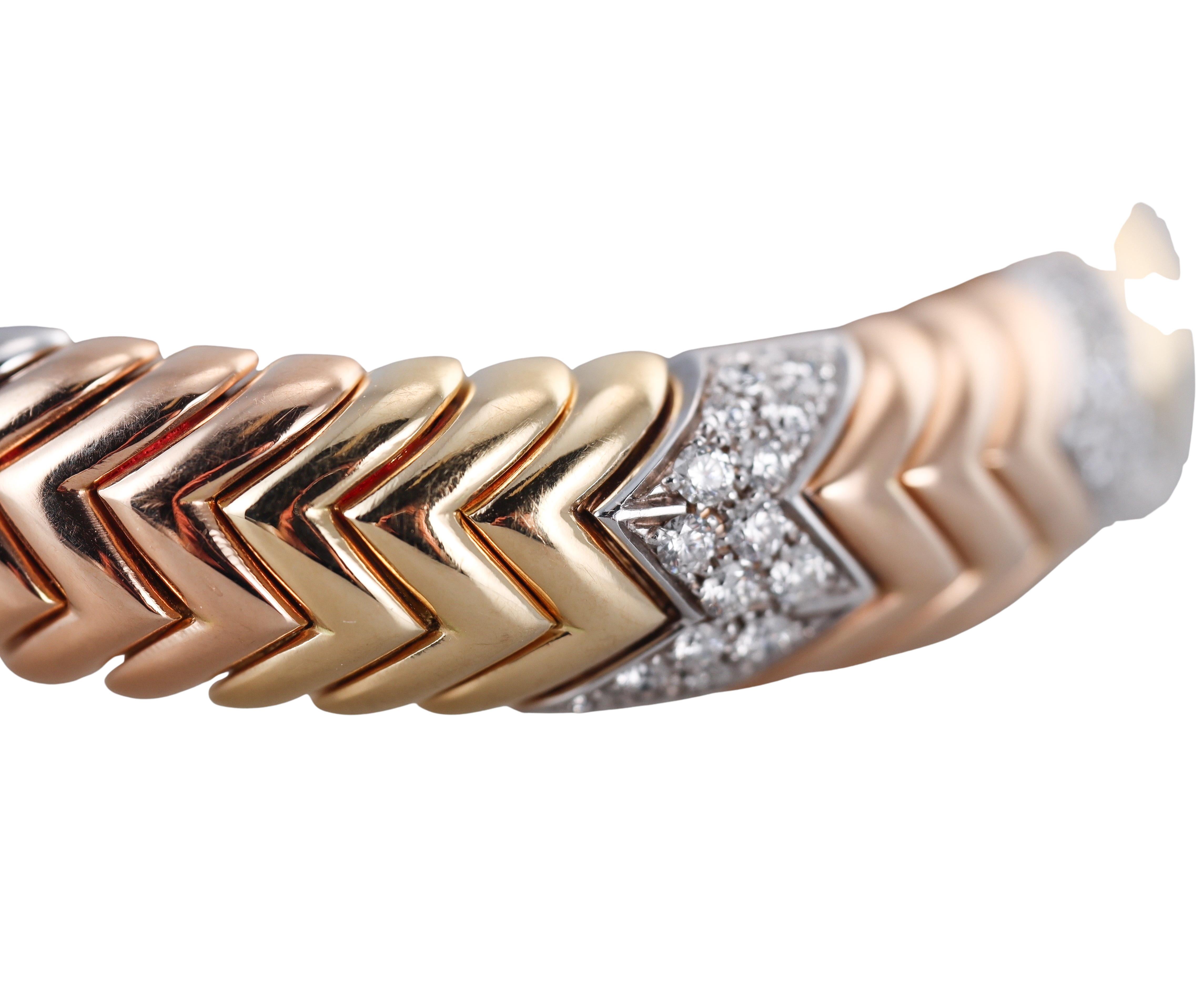 Bulgari Spiga Tri Color Gold-Diamant-Armband 1