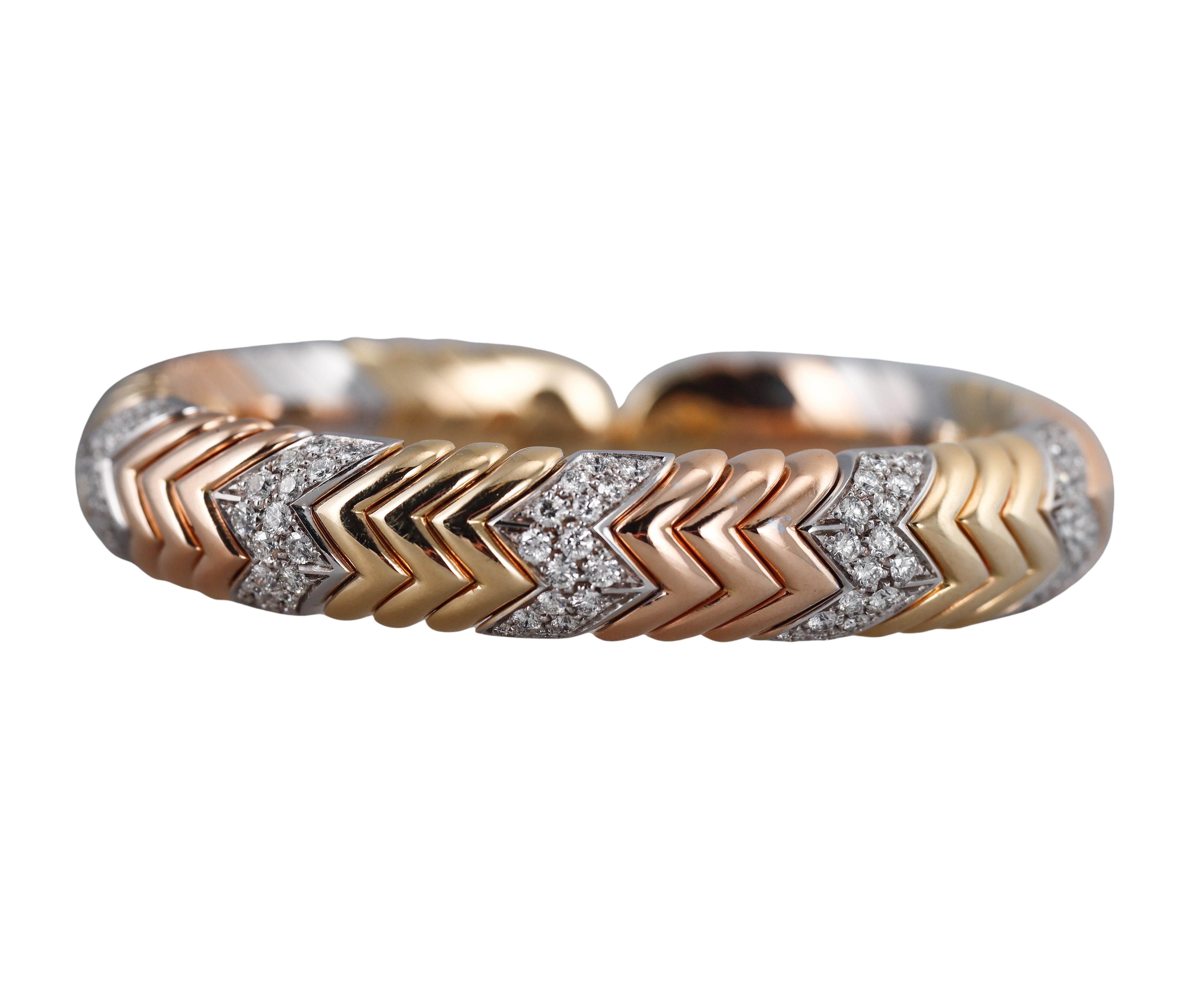 Bulgari Spiga Tri Color Gold-Diamant-Armband 2