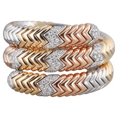 Bulgari Spiga Tri Color Gold Diamant Wickel-Coil-Armband