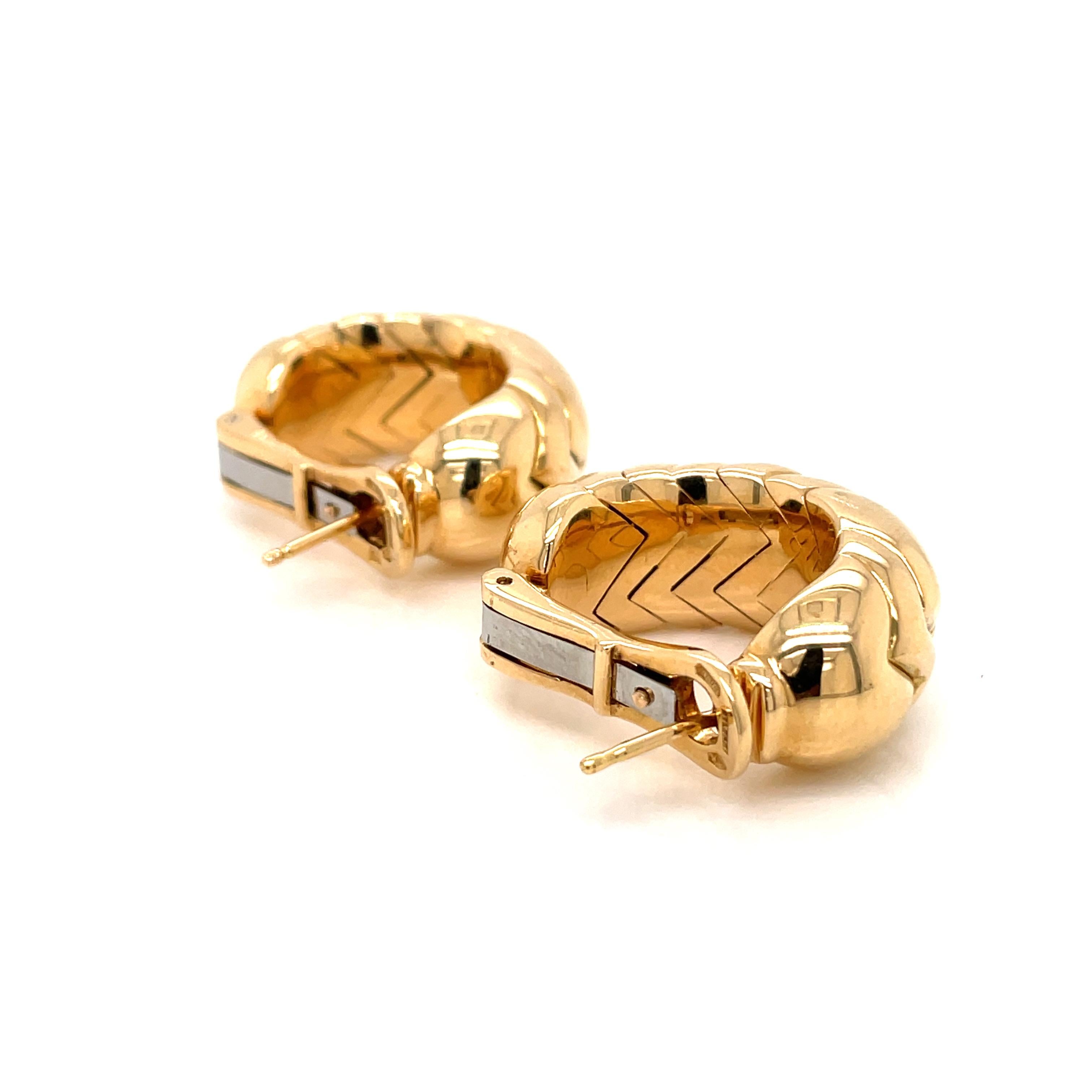 Bulgari Spiga Vintage Gold Earrings In Excellent Condition In Napoli, Italy