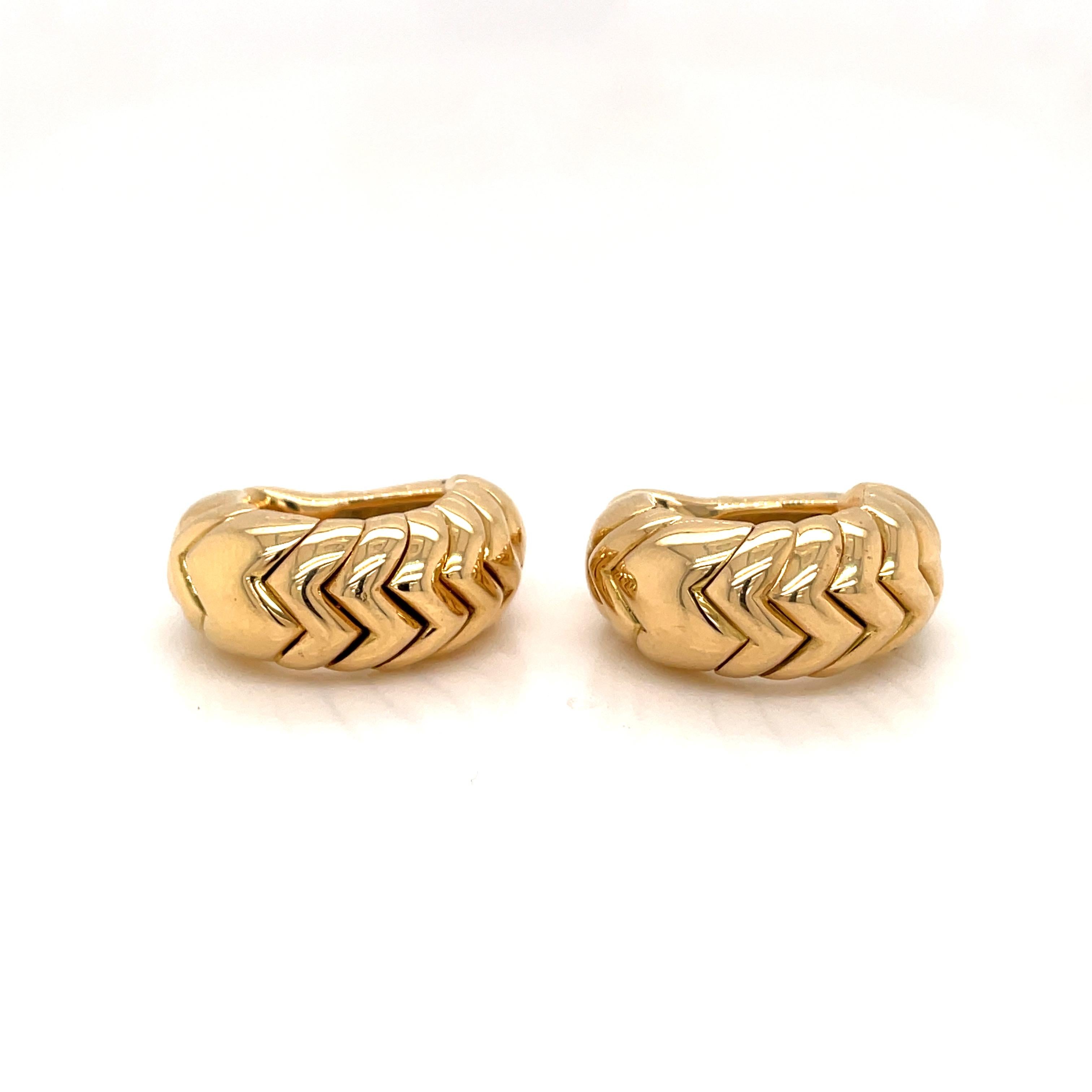 Women's or Men's Bulgari Spiga Vintage Gold Earrings