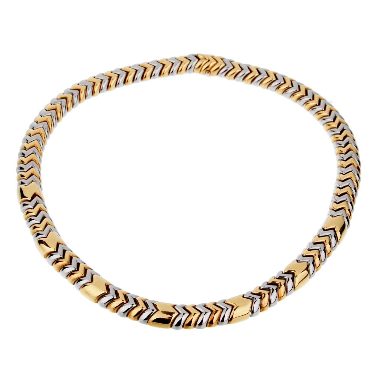 Bulgari Spiga Yellow Gold Choker Necklace In Excellent Condition In Feasterville, PA